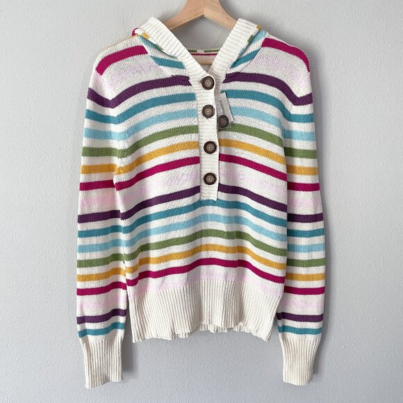 Aeropostale Rainbow Stripe Hooded Sweater Size XL Pullover Buttons NWT Y2K - Picture 1 of 11